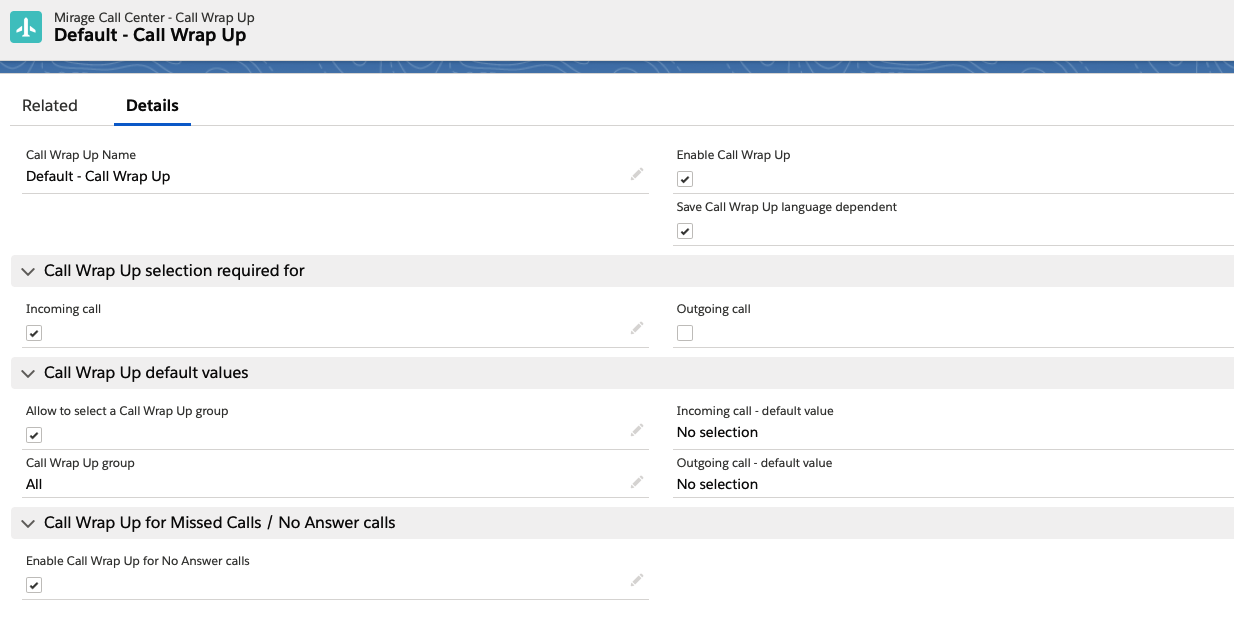 call center configuration-call-wrap up