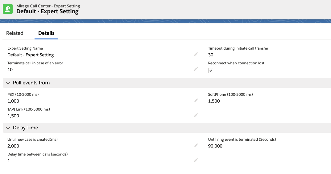 call center configuration-expert settings