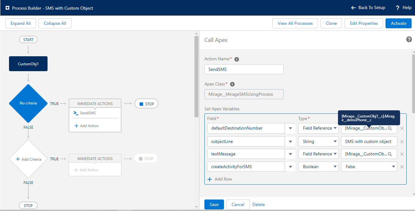 sms-custom-object